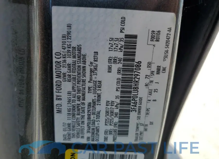 3FA6P0LU8HR297086# 12