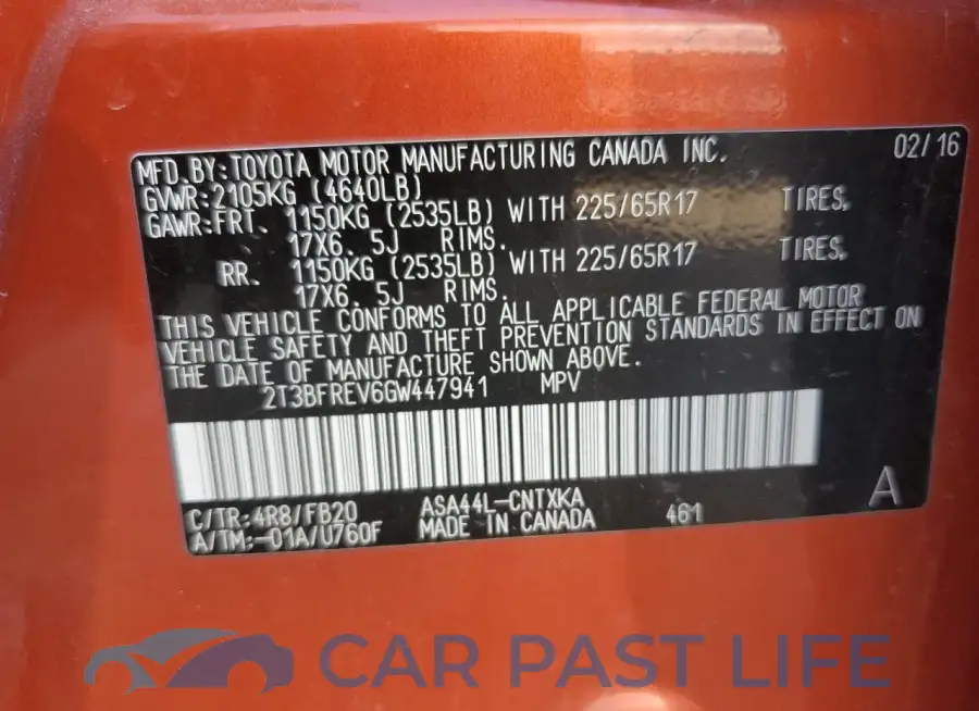 2T3BFREV6GW447941# 12