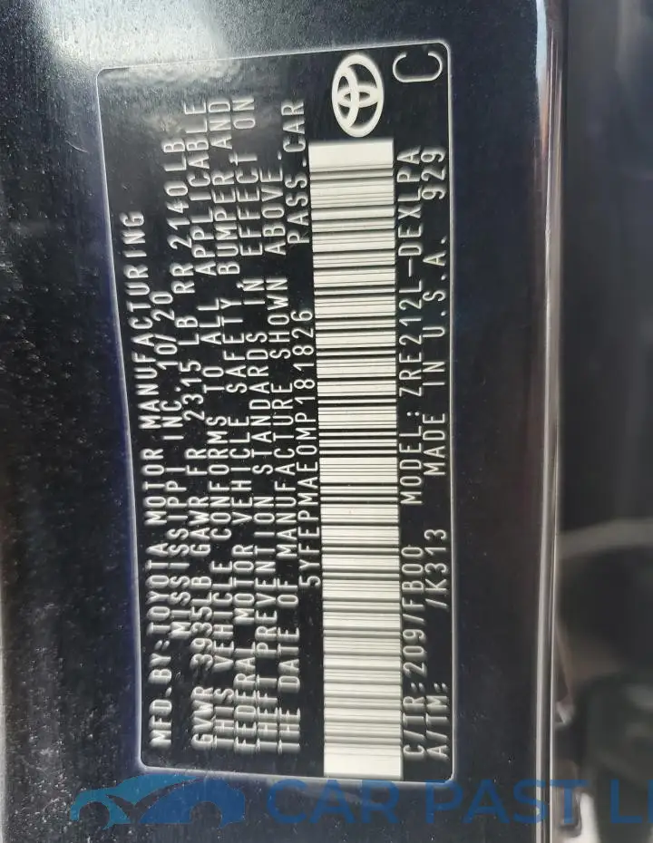 5YFEPMAE0MP181826# 12