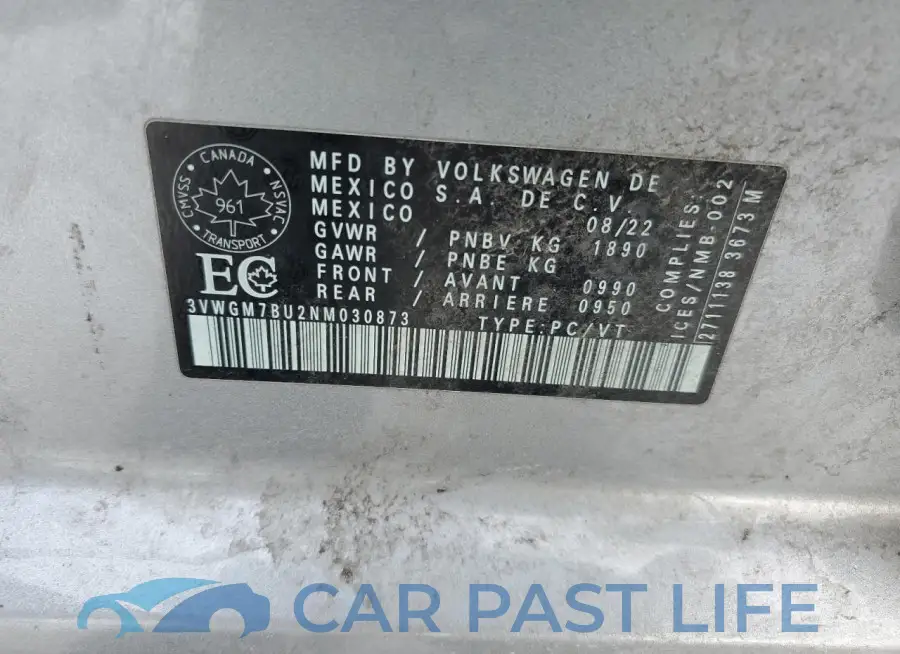 3VWGM7BU2NM030873# 12