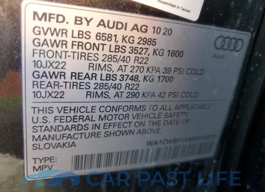 WA1CWBF1XMD012074# 13