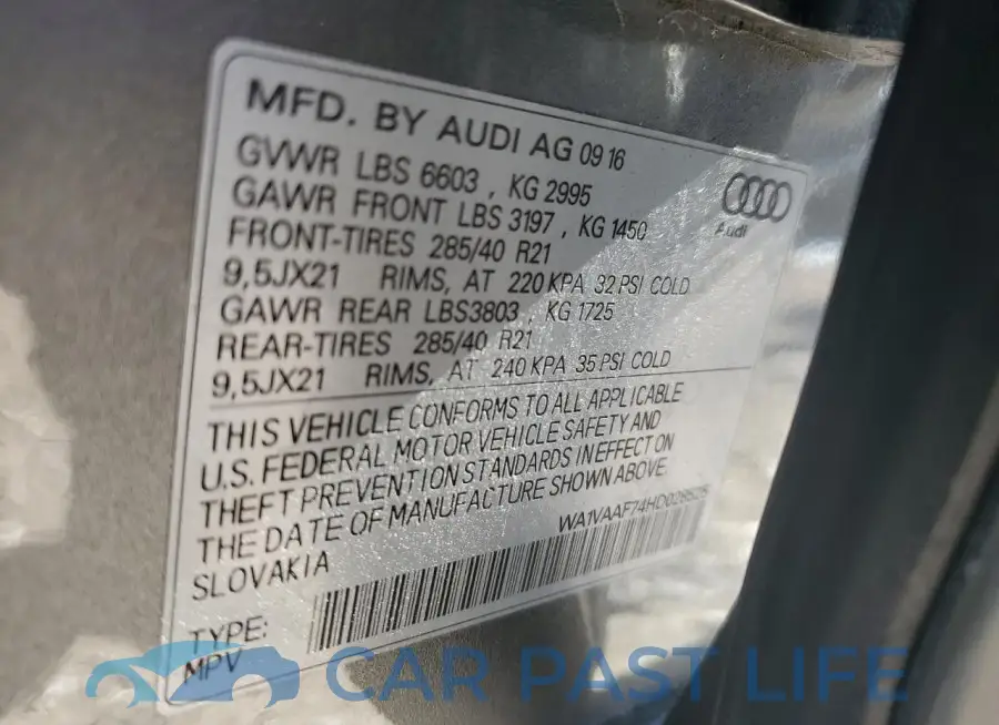 WA1VAAF74HD028525# 13