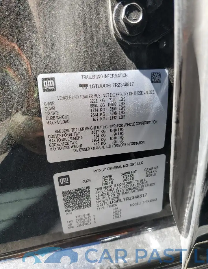 1GTUUGEL7RZ348517# 12