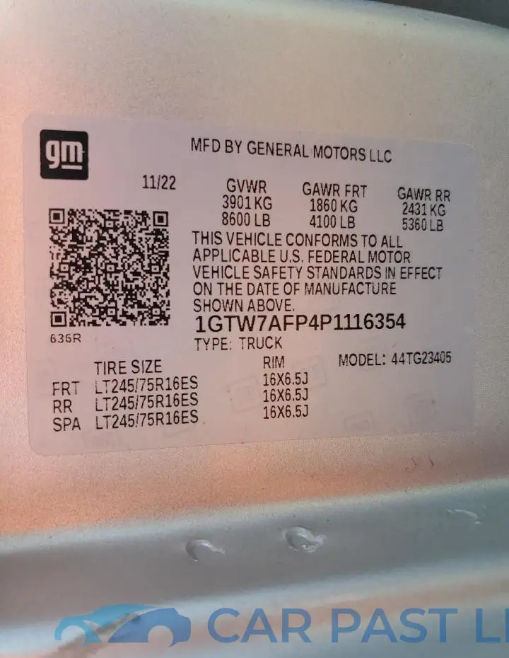 1GTW7AFP4P1116354# 12