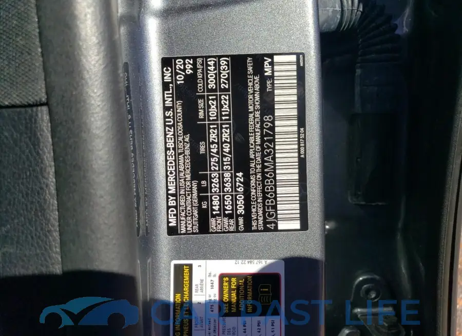 4JGFB6BB6MA321798# 12
