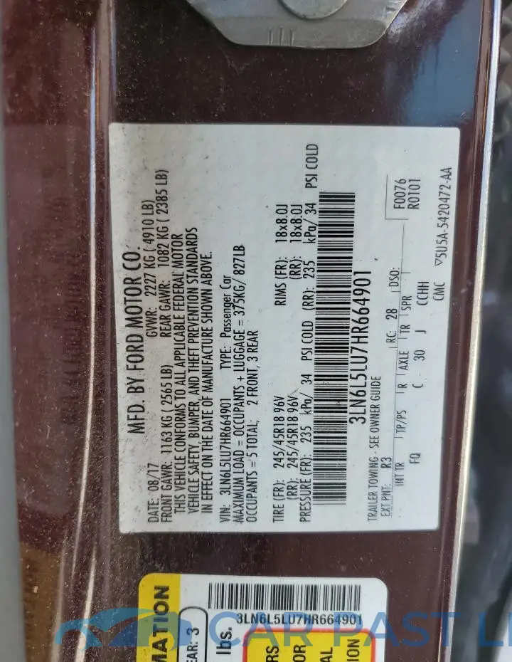 3LN6L5LU7HR664901# 12