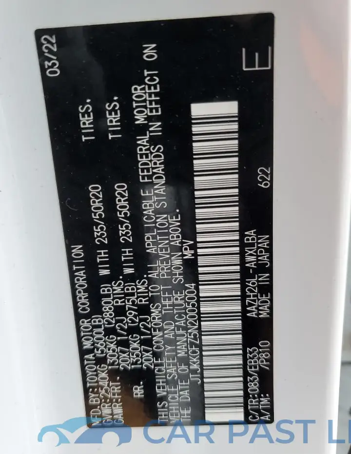 JTJKKCFZ5N2005004# 12
