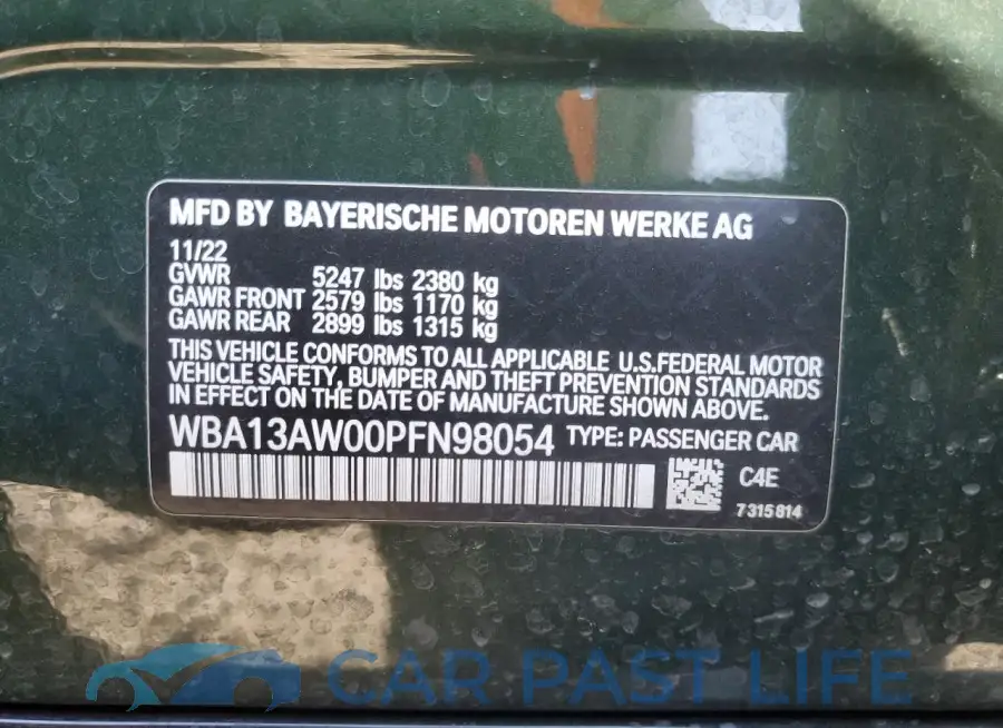 WBA13AW00PFN98054# 12