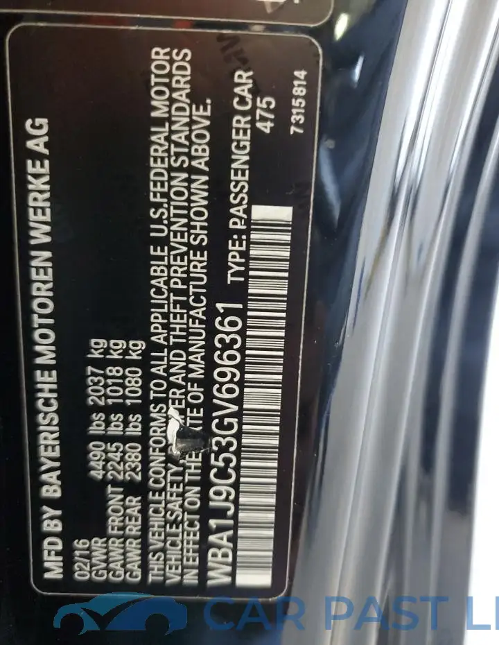 WBA1J9C53GV696361# 12