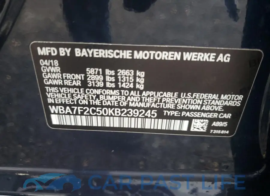 WBA7F2C50KB239245# 12