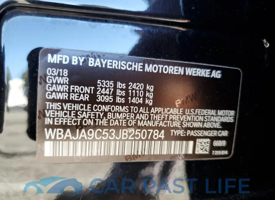 WBAJA9C53JB250784# 12