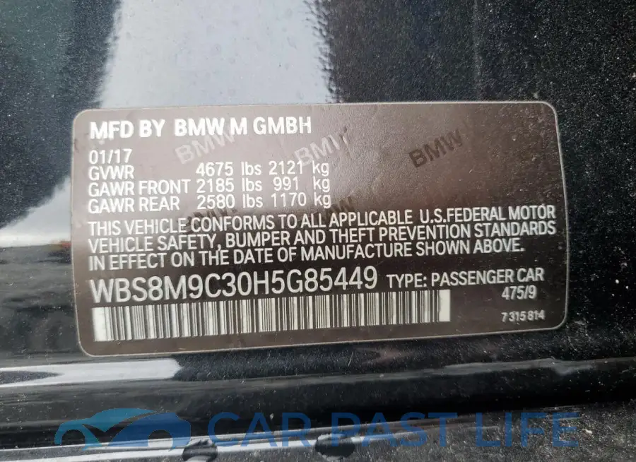 WBS8M9C30H5G85449# 13