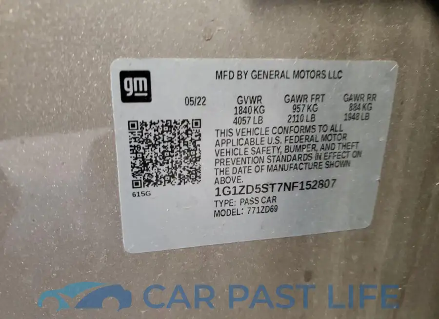 1G1ZD5ST7NF152807# 12