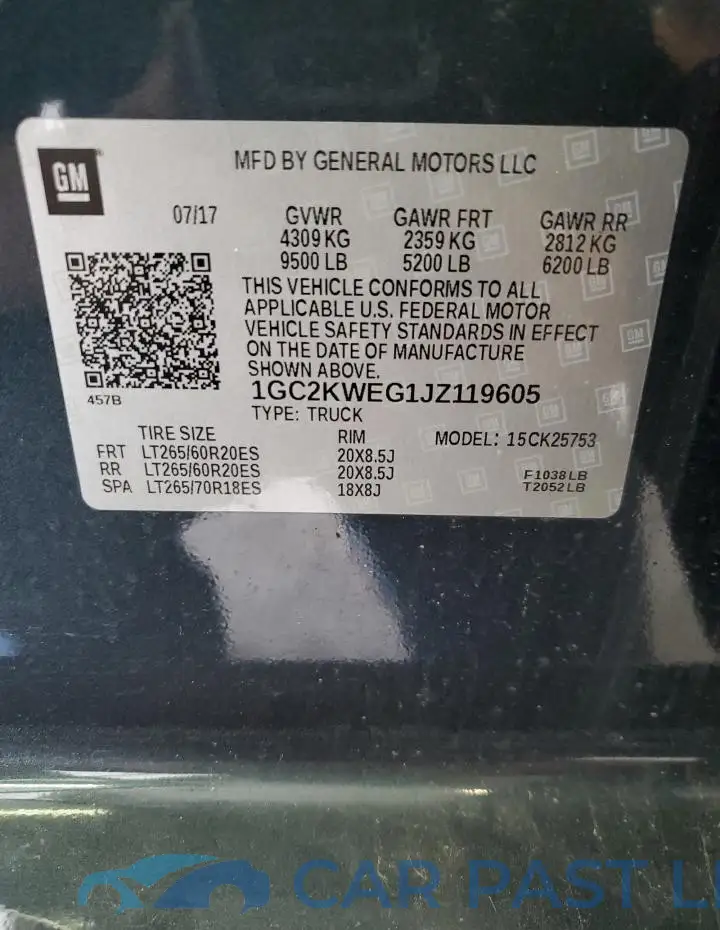 1GC2KWEG1JZ119605# 12
