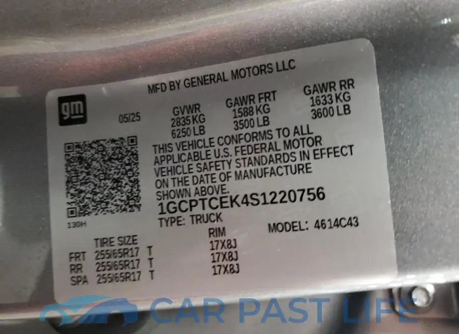 1GCPTCEK4S1220756# 12