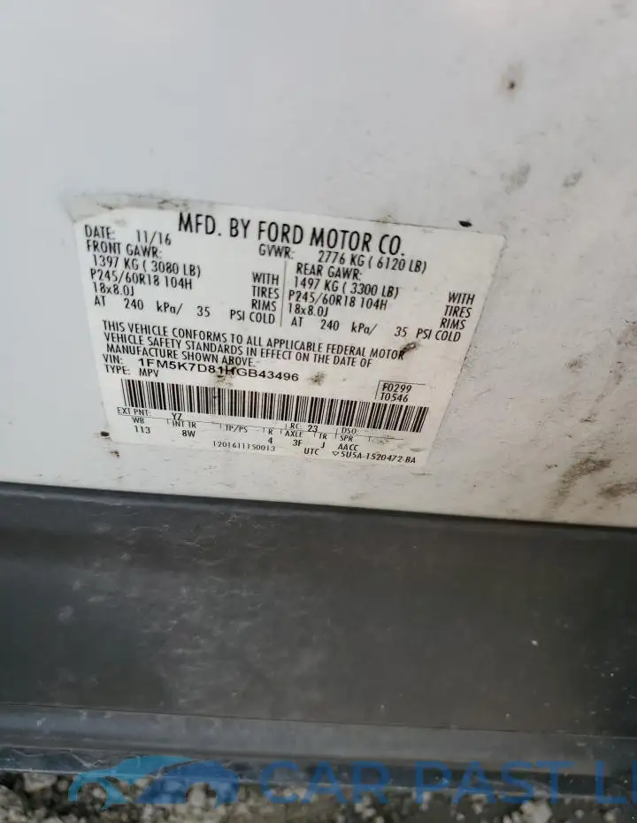 1FM5K7D81HGB43496# 13