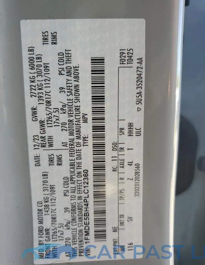 1FMDE5BH4PLC12360# 13