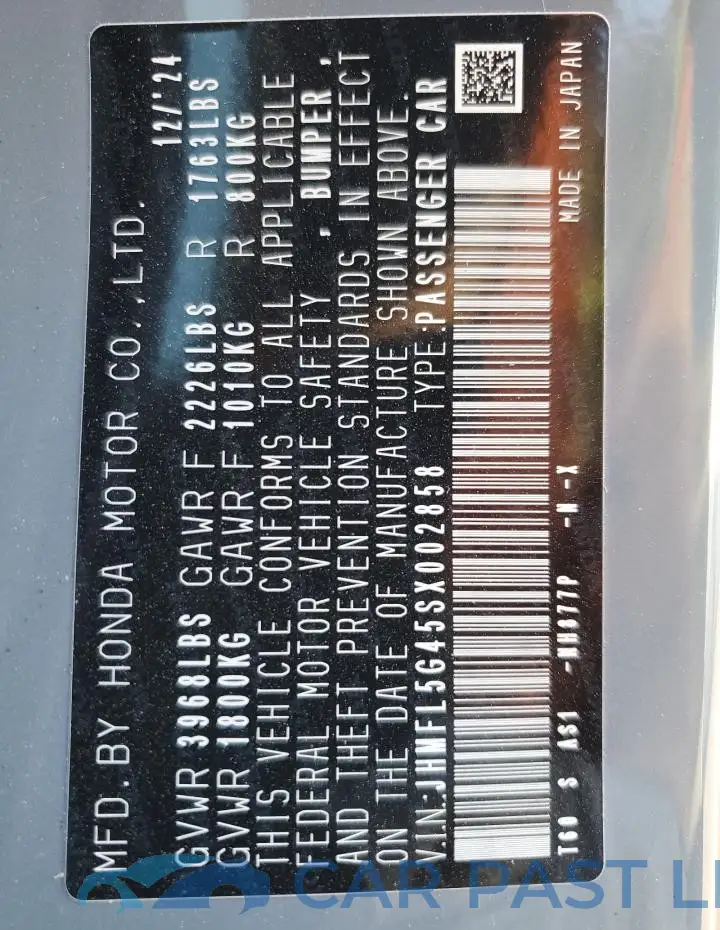 JHMFL5G45SX002858# 13