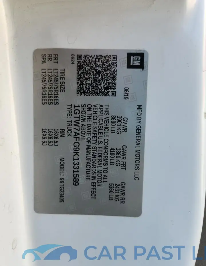 1GTW7AFG9K1331589# 13