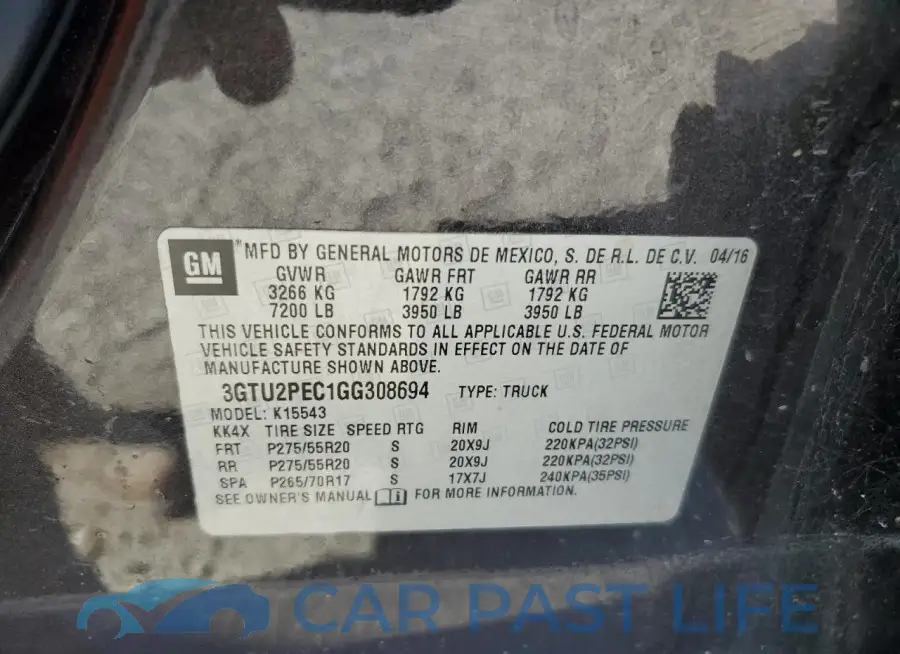 3GTU2PEC1GG308694# 12