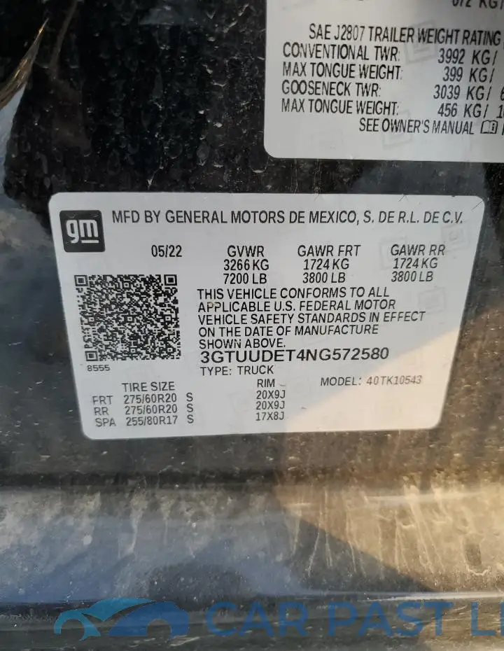 3GTUUDET4NG572580# 13