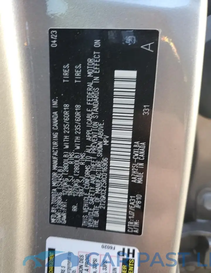 2T2GKCEZ5RC016906# 13