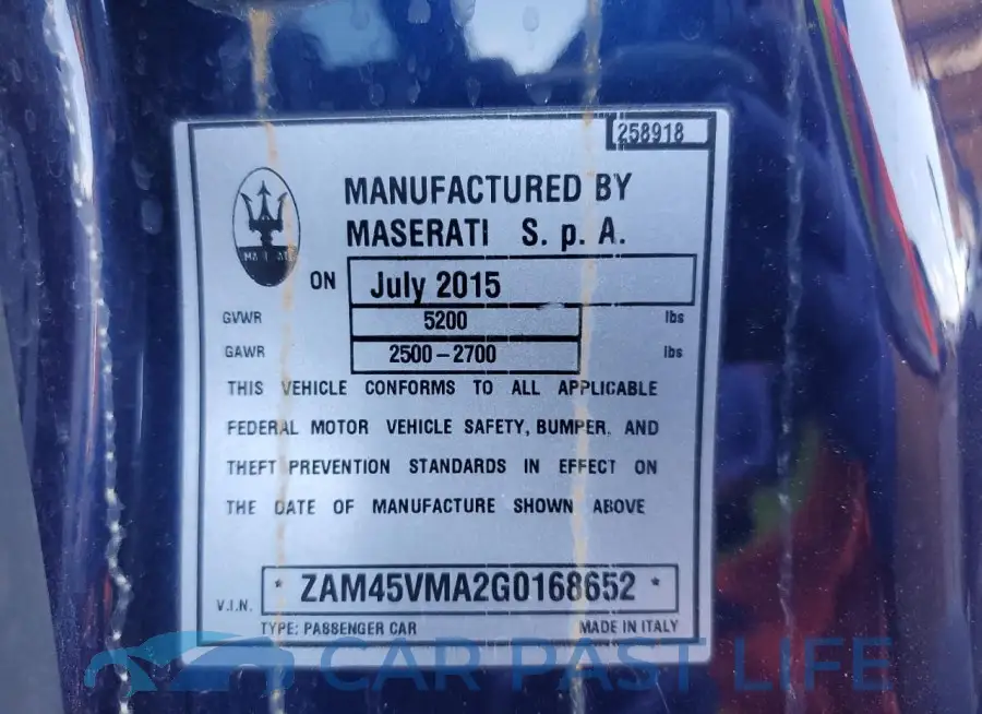 ZAM45VMA2G0168652# 12