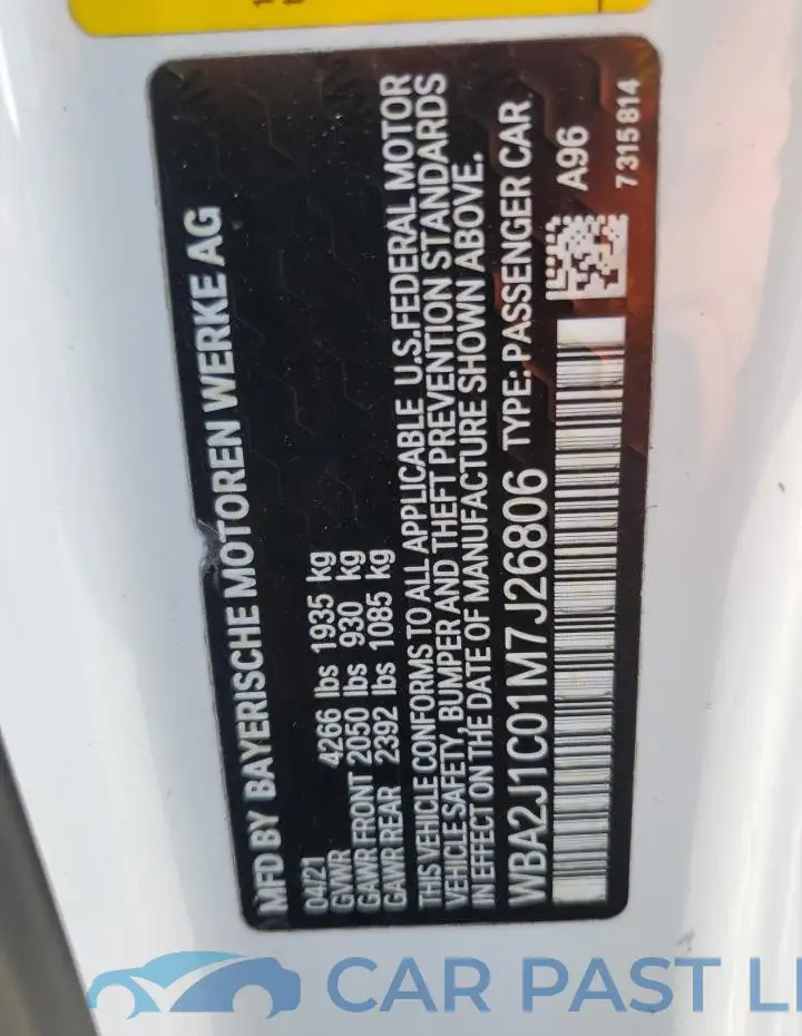 WBA2J1C01M7J26806# 12