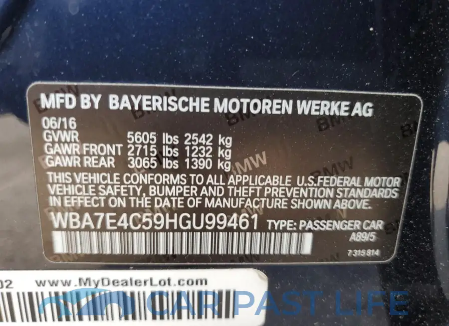 WBA7E4C59HGU99461# 12