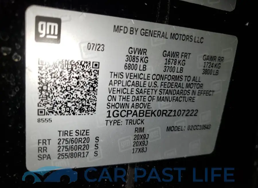1GCPABEK0RZ107222# 12