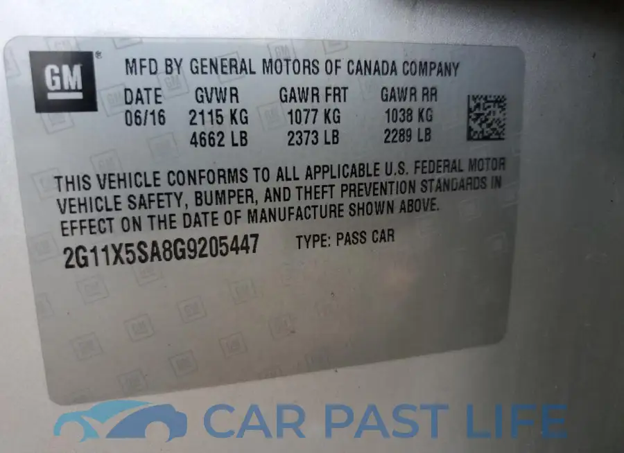 2G11X5SA8G9205447# 12