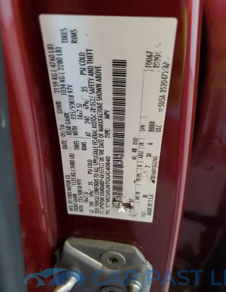 1FMCU0J97GUC40840# 12