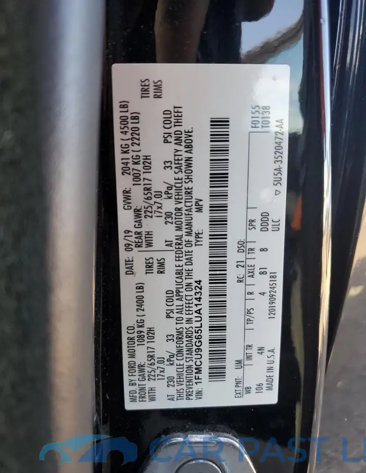 1FMCU9G65LUA14324# 12