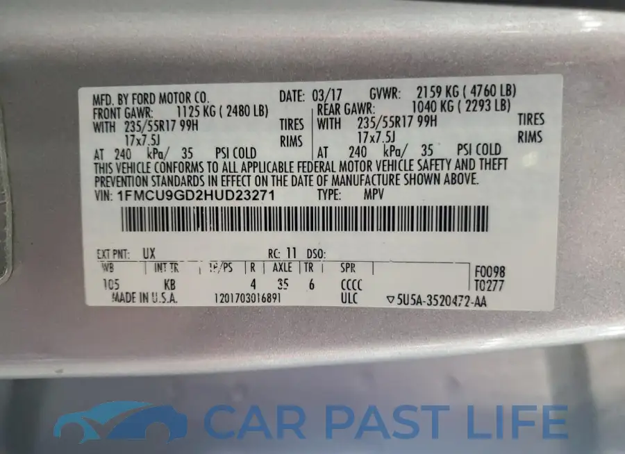 1FMCU9GD2HUD23271# 13