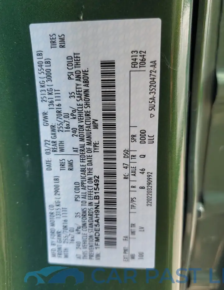 1FMDE5AH9NLB15492# 14
