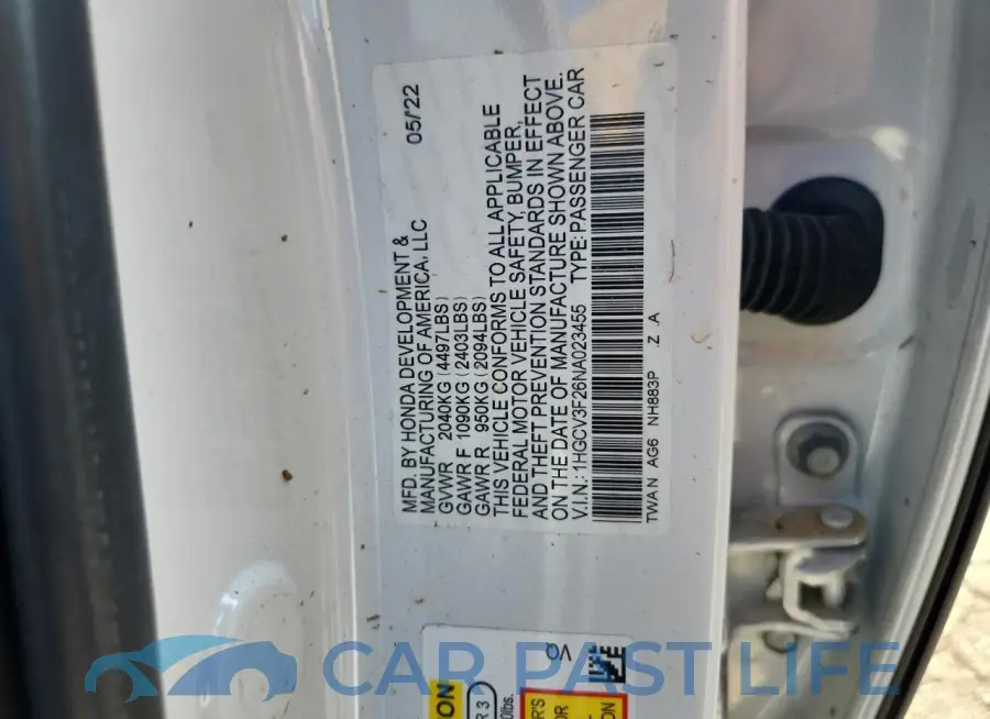 1HGCV3F26NA023455# 12