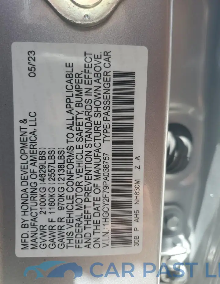 1HGCY2F79PA038757# 13