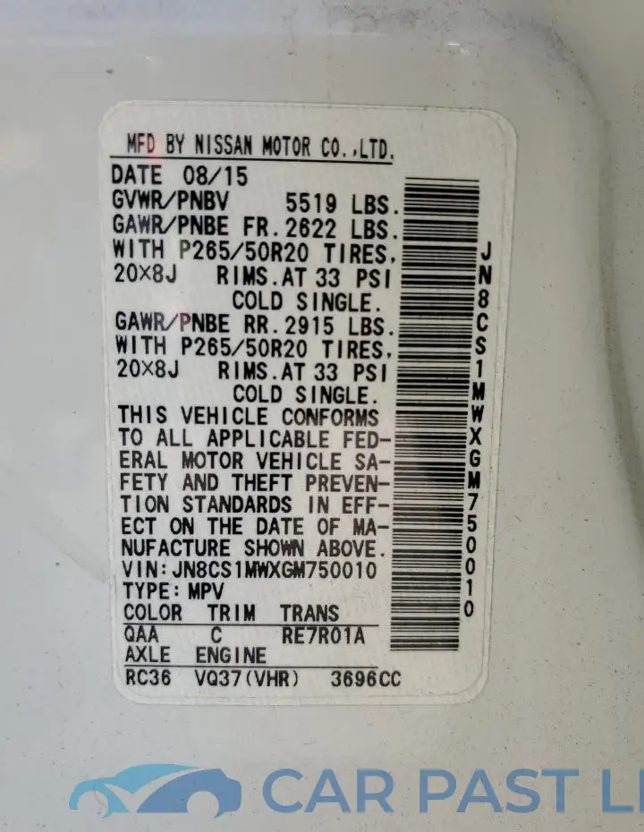 JN8CS1MWXGM750010# 13