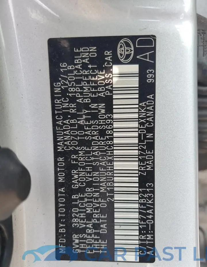 2T1BURHEXHC818693# 12