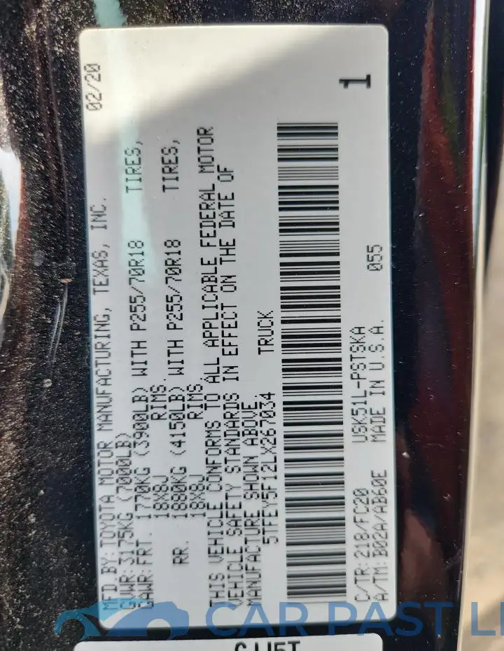5TFEY5F12LX267034# 13