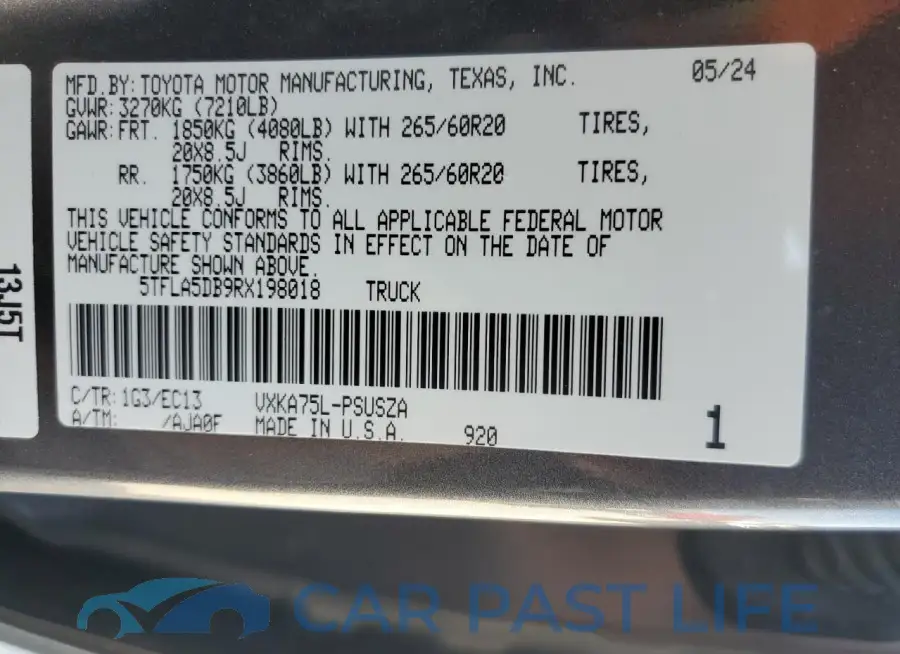 5TFLA5DB9RX198018# 12