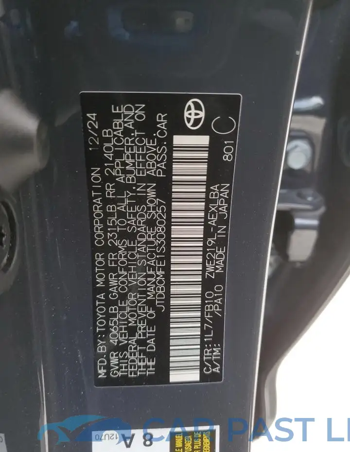 JTDBCMFE1S3080257# 12