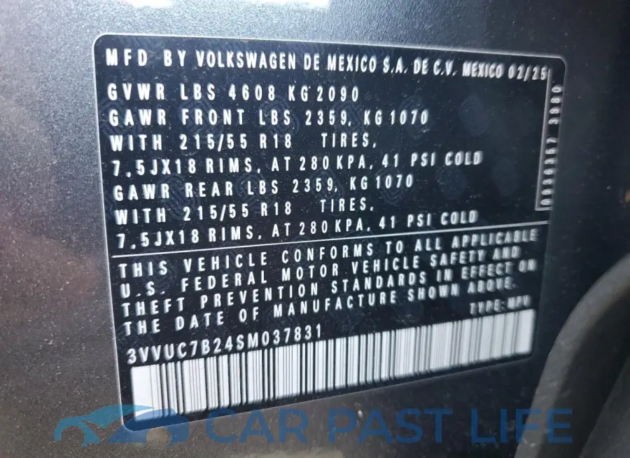 3VVUC7B24SM037831# 13