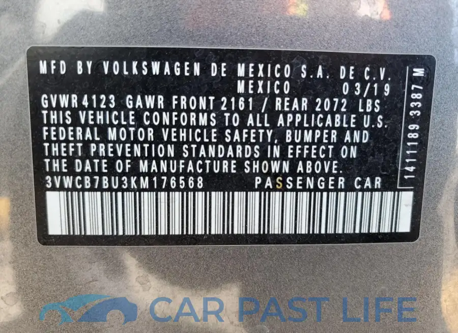 3VWCB7BU3KM176568# 12