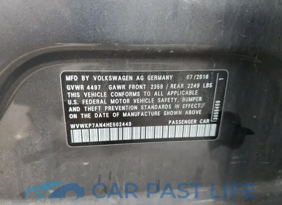 WVWKP7AN4HE502449# 12