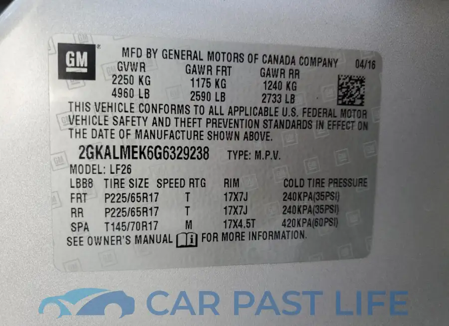 2GKALMEK6G6329238# 14