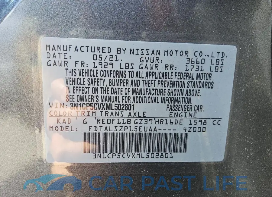 3N1CP5CVXML502801# 12