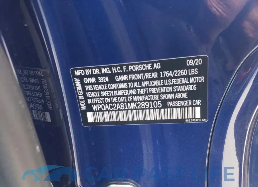 WP0AC2A81MK289105# 13