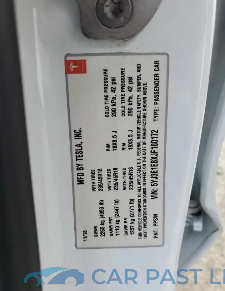 5YJ3E1EBXJF100172# 12