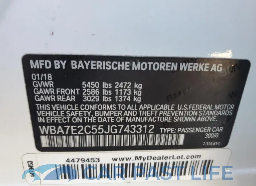 WBA7E2C55JG743312# 13
